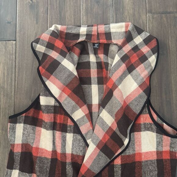 SHEIN Curve Plaid Open Vest Fall Colors 2XL - Picture 2 of 5